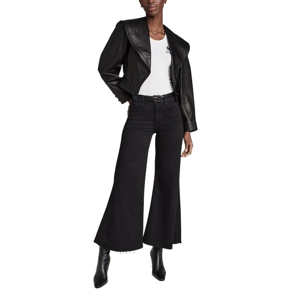 FRAME Cropped Palazzo Wide Leg Jeans Black Size 26